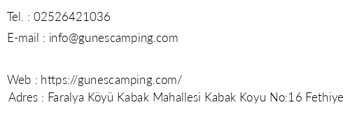 Helios Gne Camping Kabak telefon numaralar, faks, e-mail, posta adresi ve iletiim bilgileri